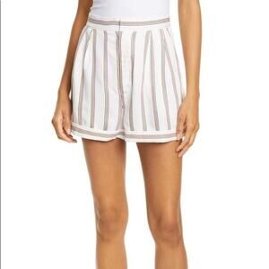 Joie Carvel Striped Shorts High Rise Porcelain Ivory White Size 4